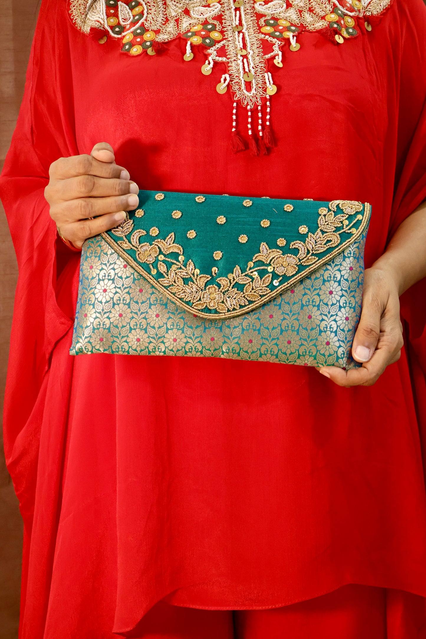 Green Luxe Envelope Bag