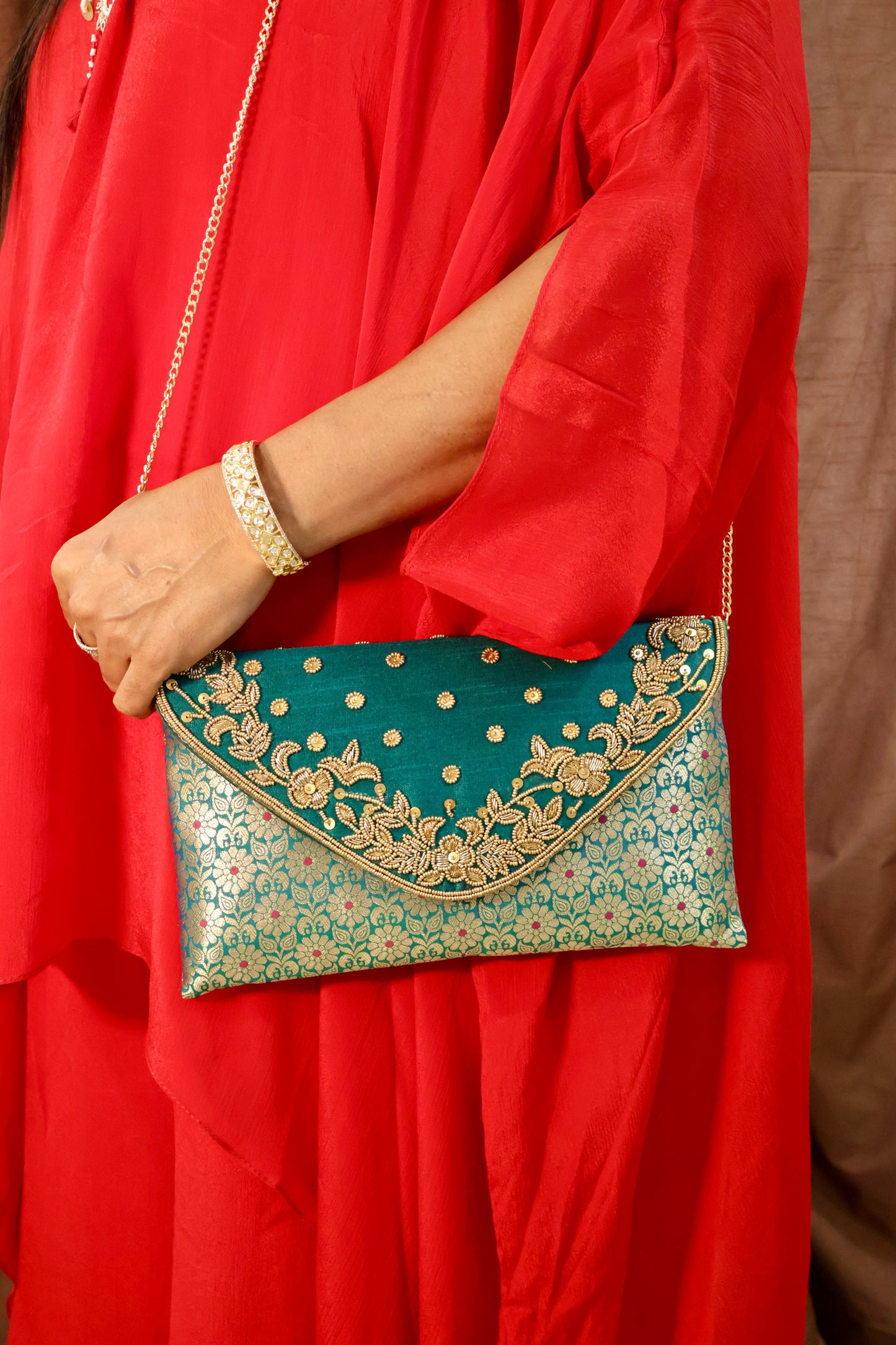Green Luxe Envelope Bag