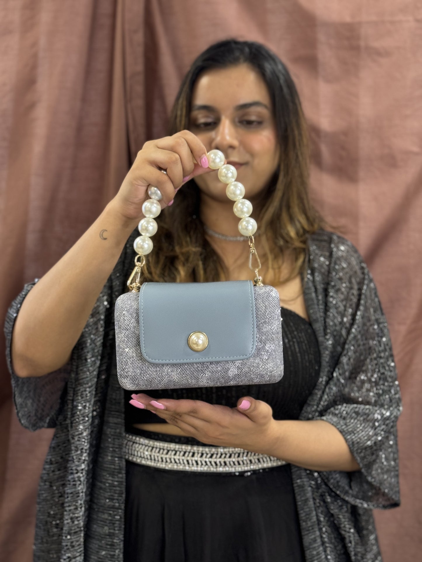 Pearl Elegance Box Sling Bag