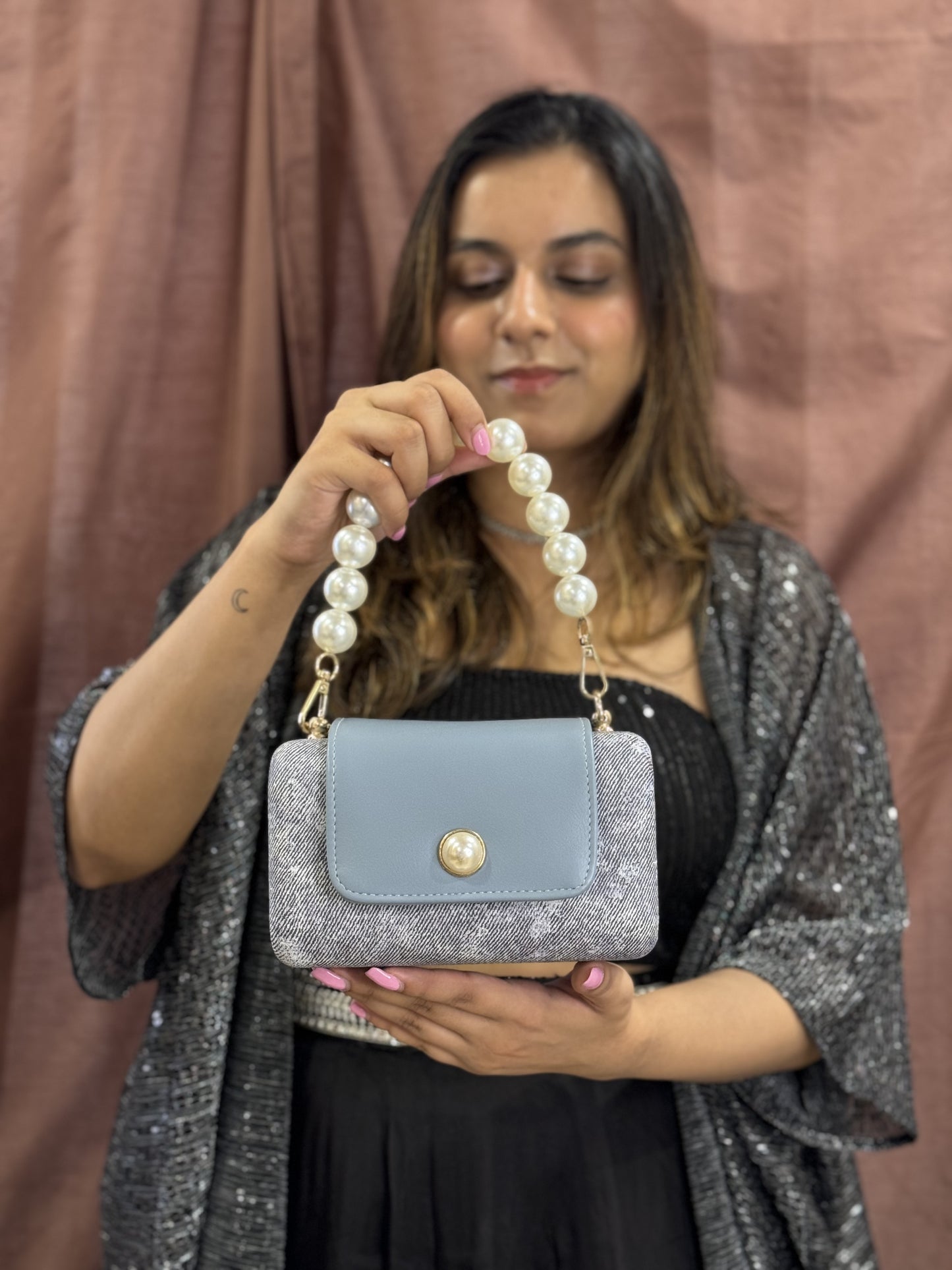 Pearl Elegance Box Sling Bag
