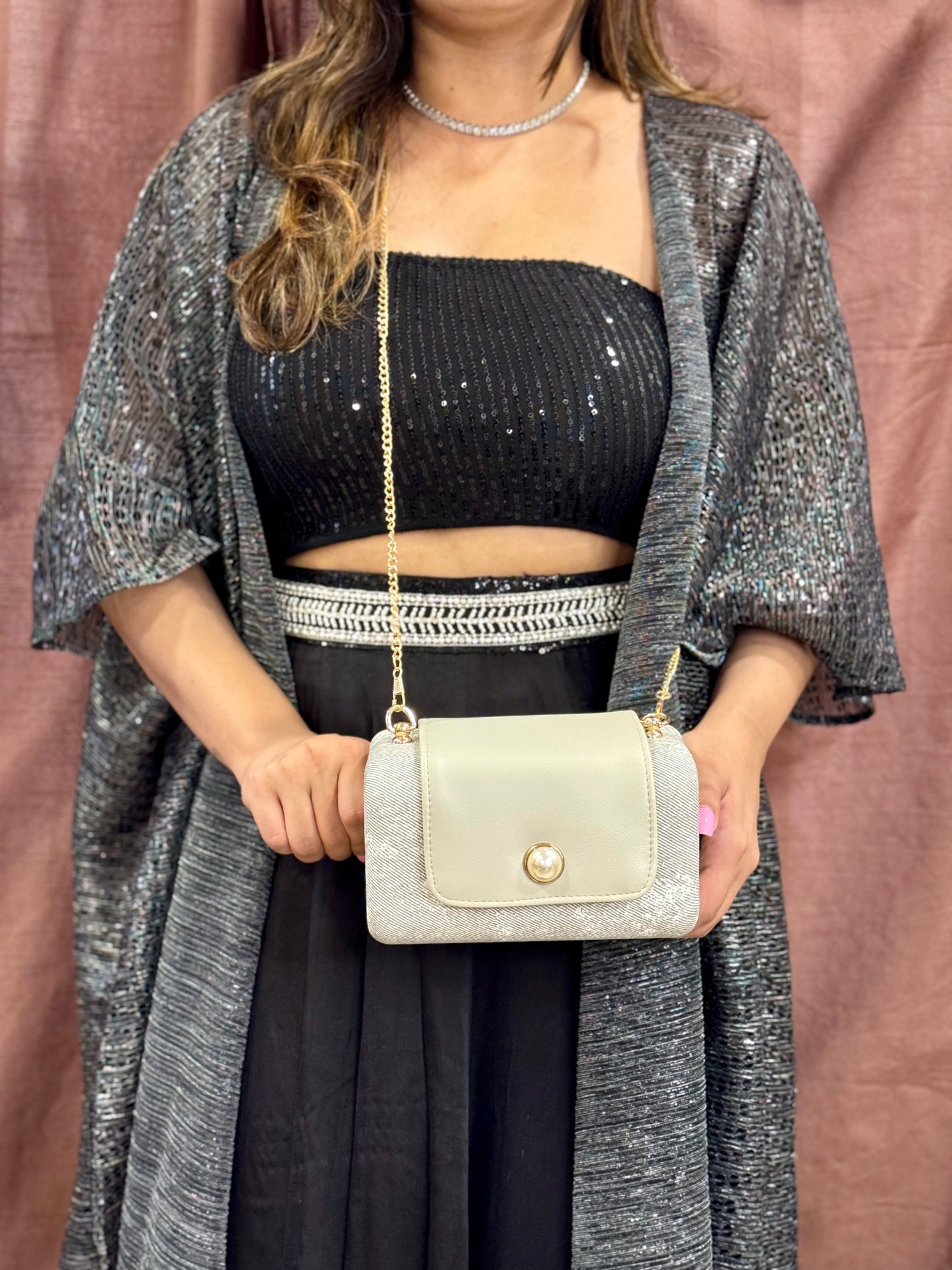 Pearl Elegance Box Sling Bag
