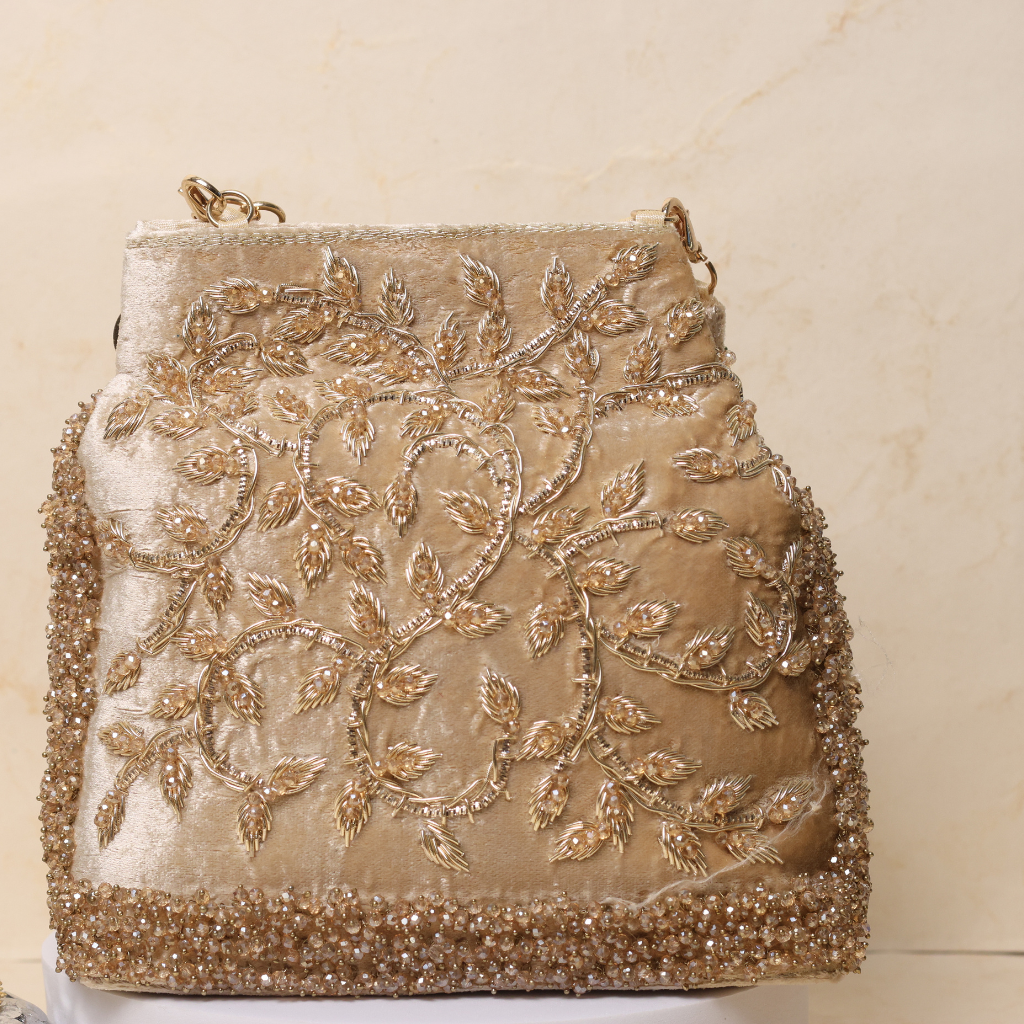 Floral Velvet zardozi potli