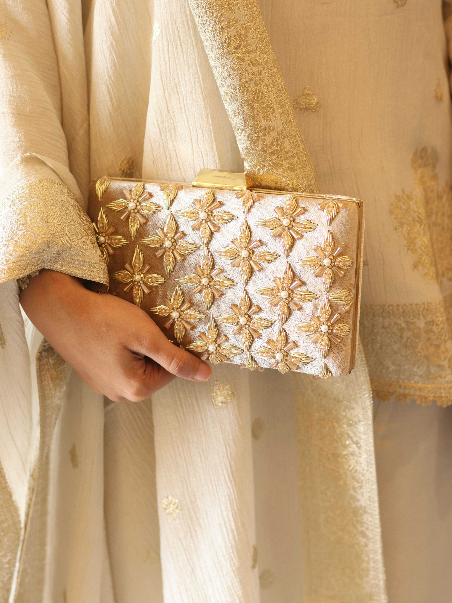 Velvet zardozi clutch