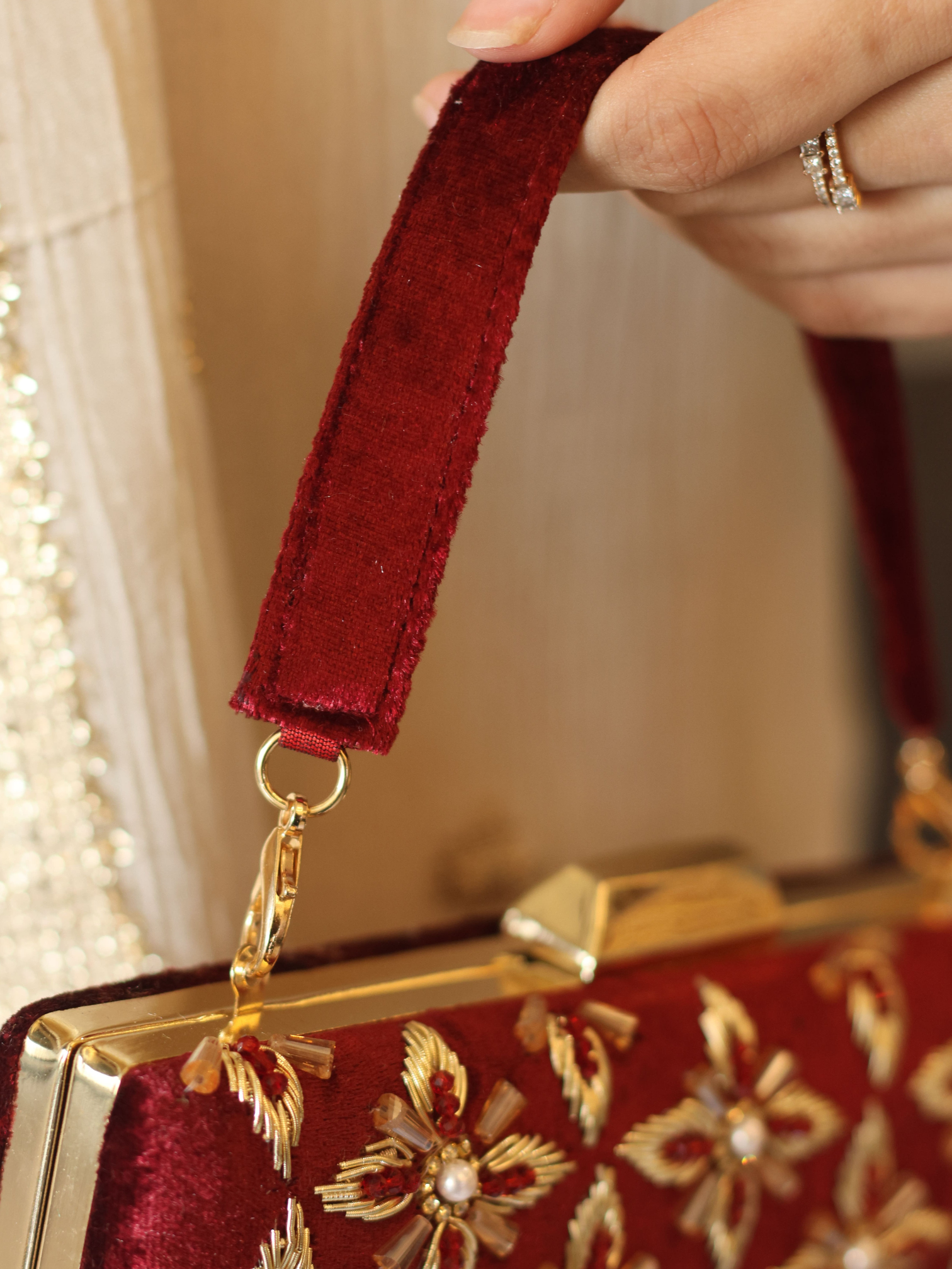 Velvet zardozi clutch