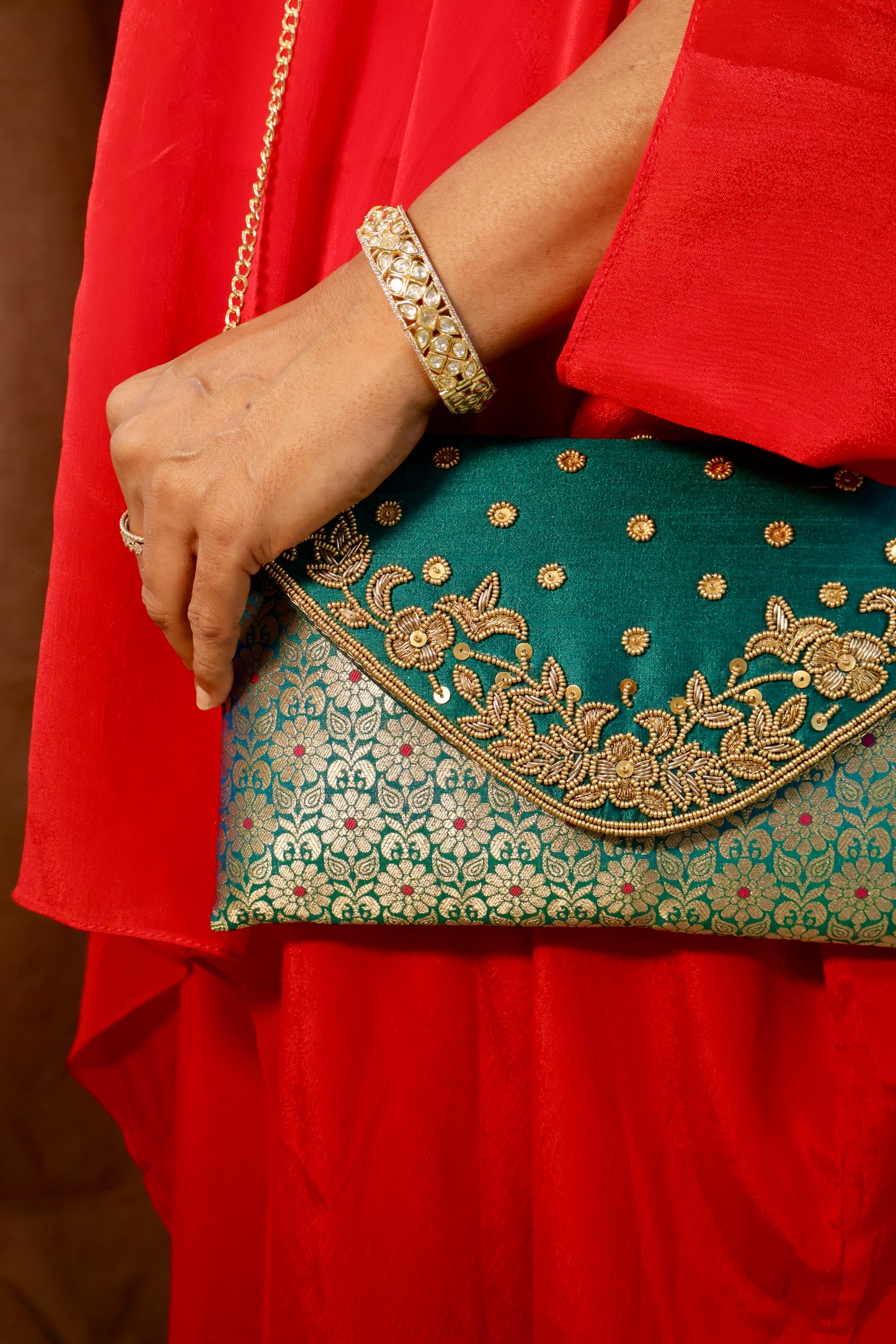 Green Luxe Envelope Bag