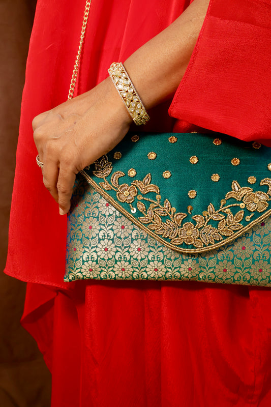 Green Luxe Envelope Bag