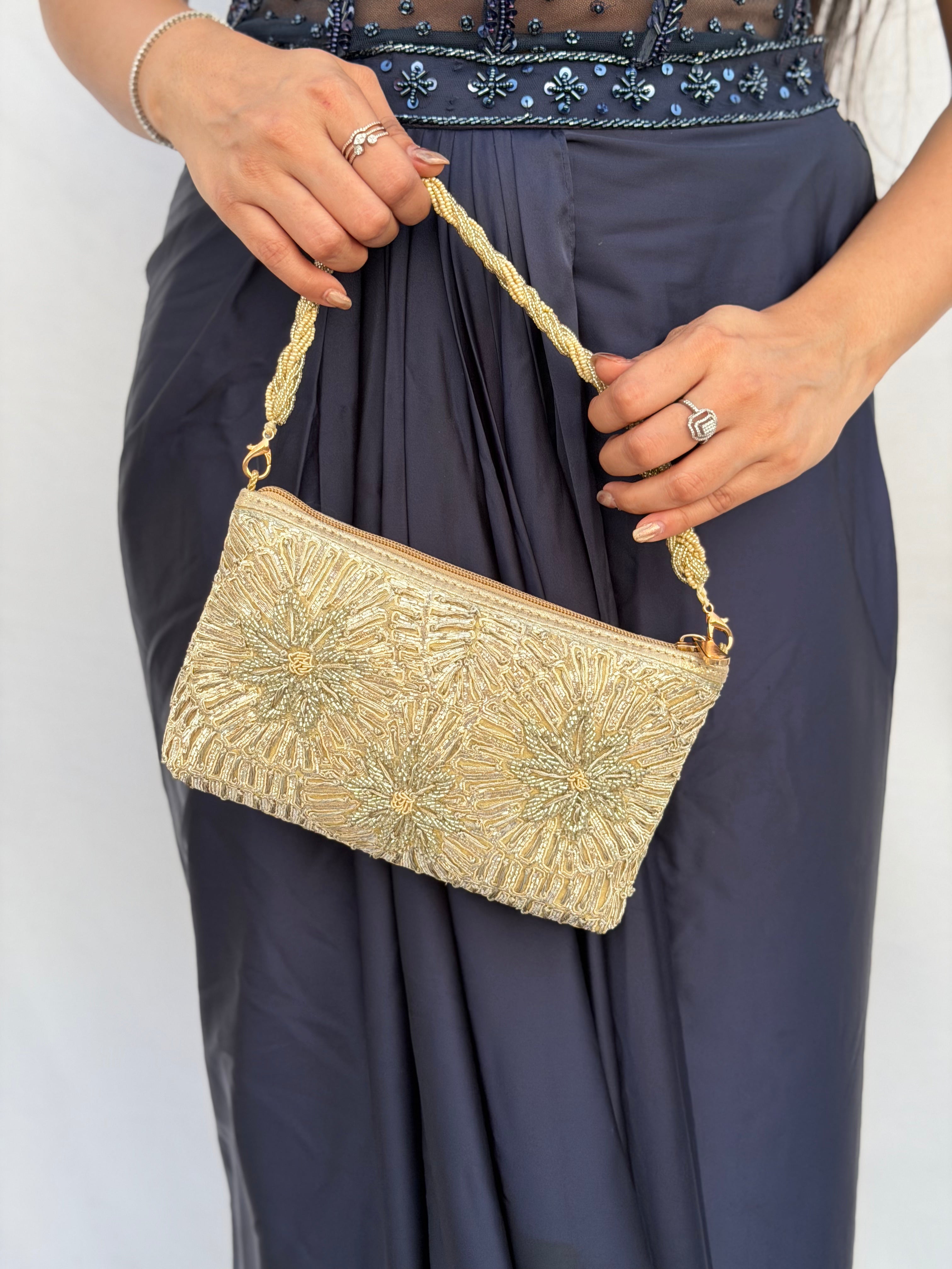 Gold Floral Clutch