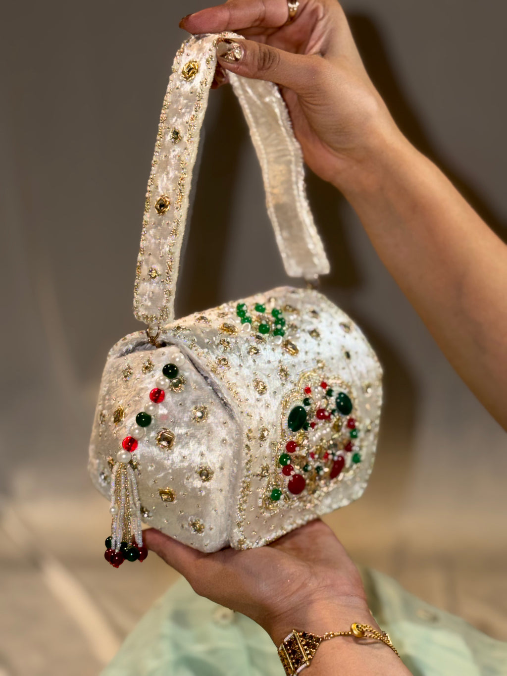 Silver Velvet Mini Bag