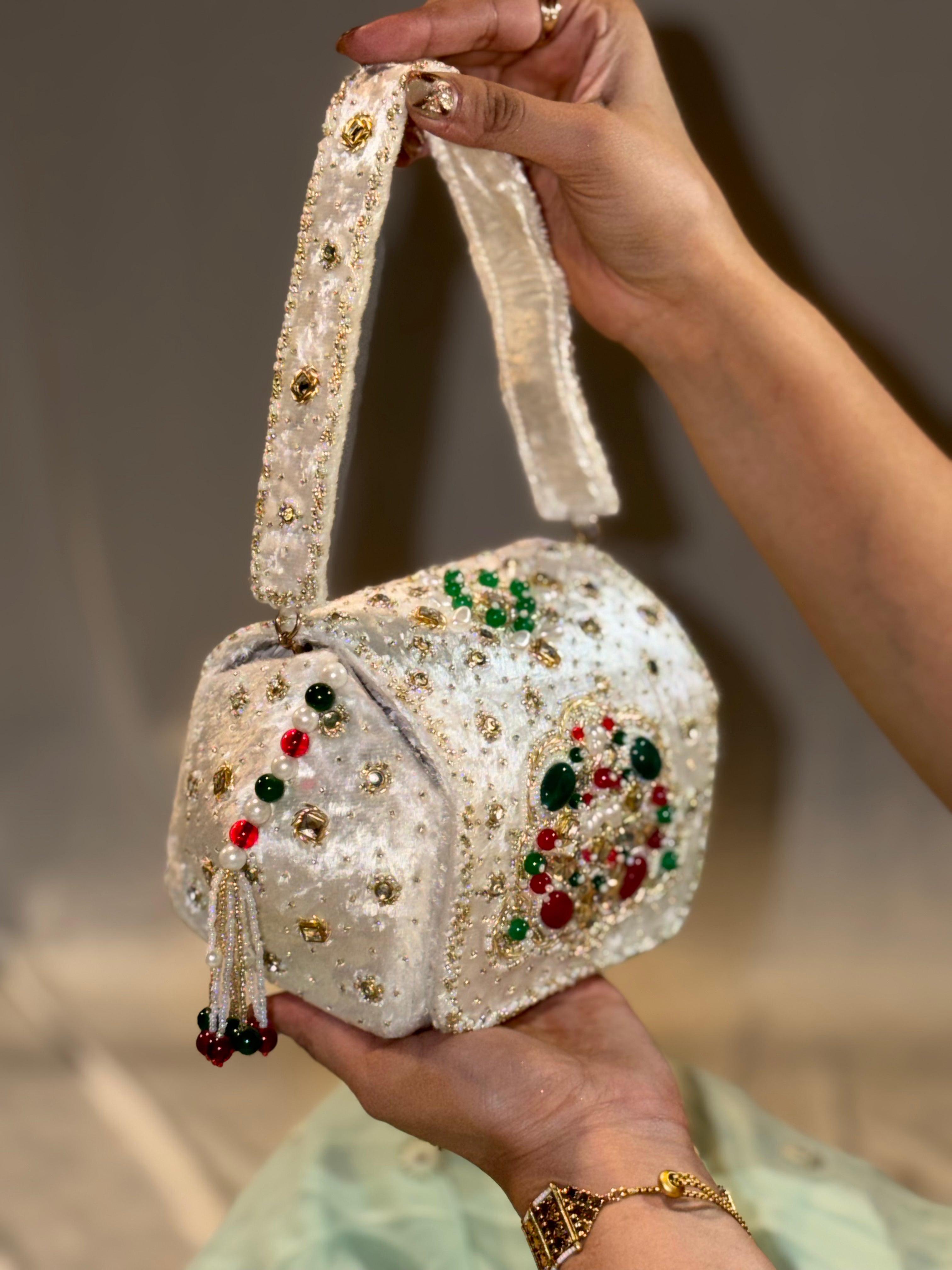 Silver Velvet Mini Bag