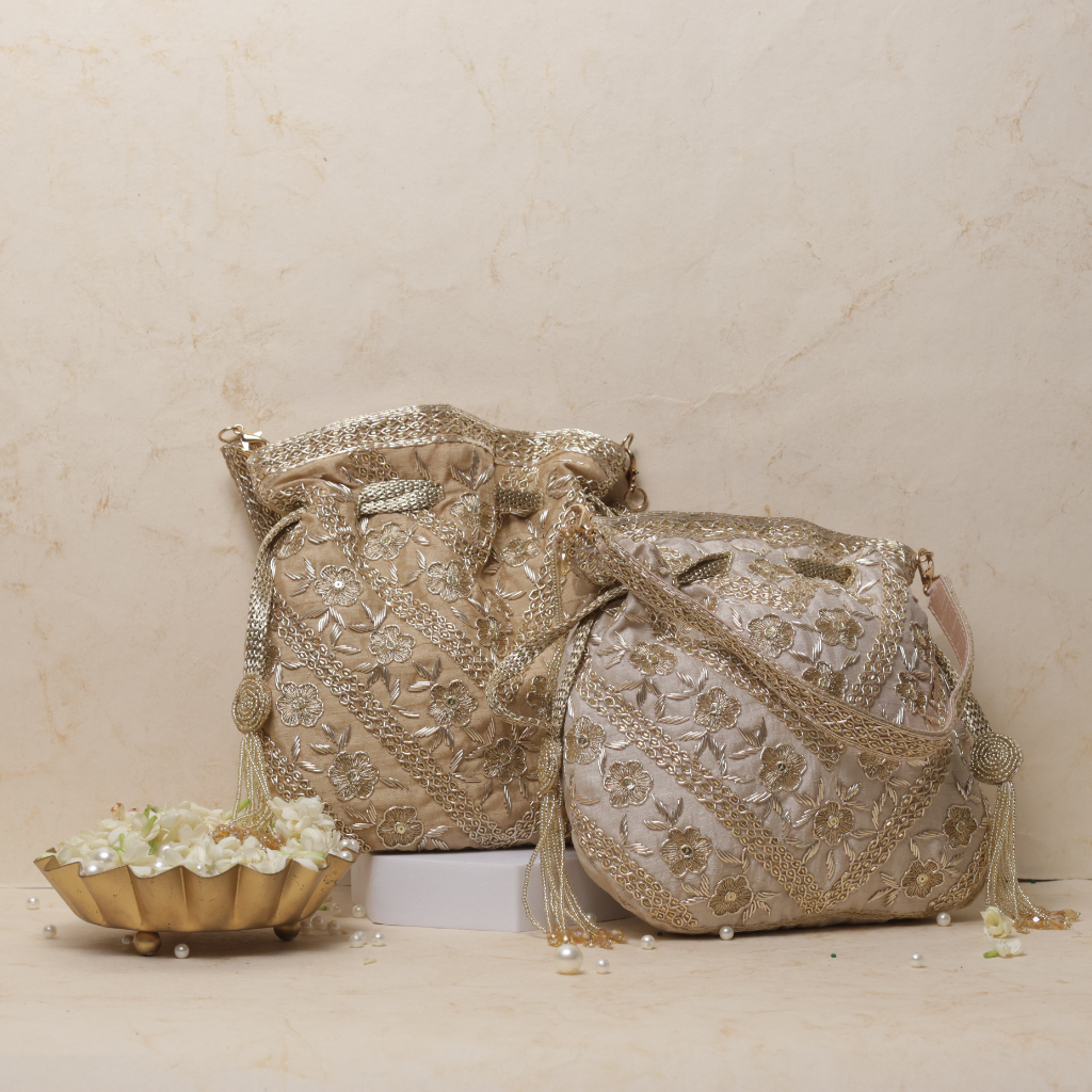 Art raw silk with floral zari work