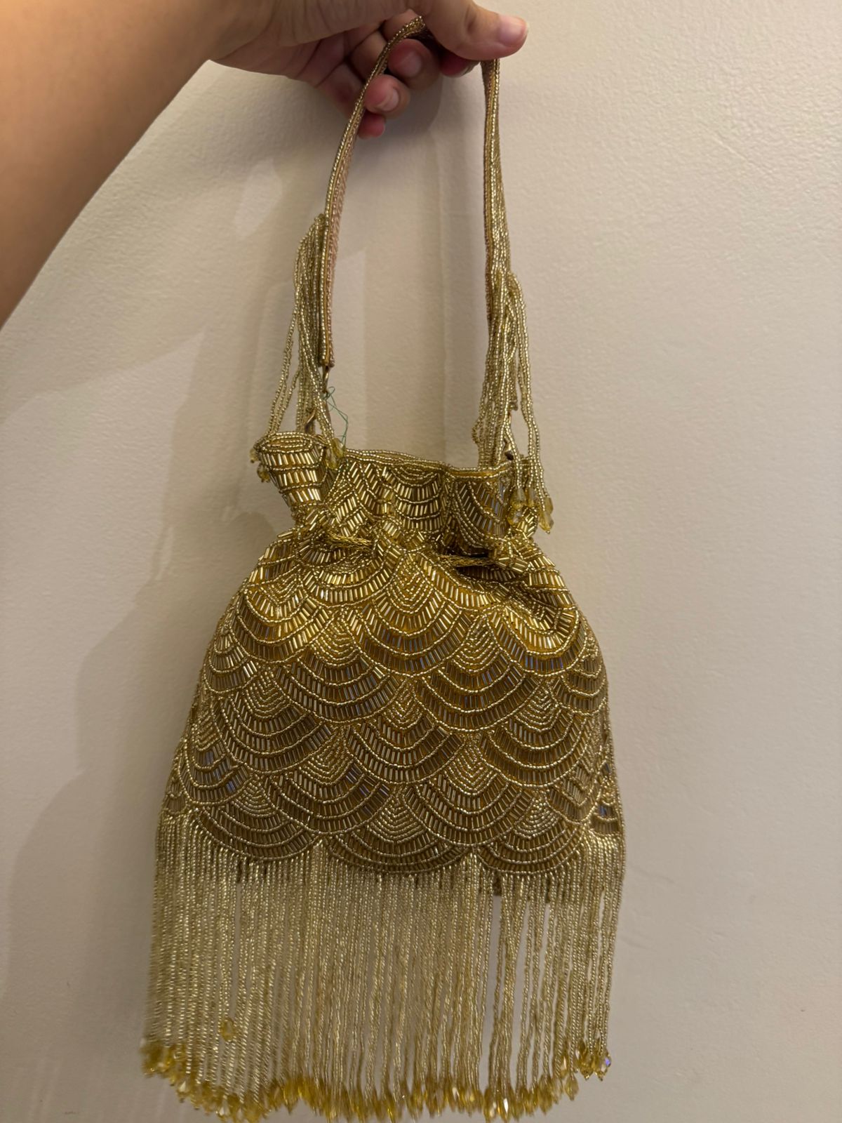 golden potli self coloured cutdana & beads