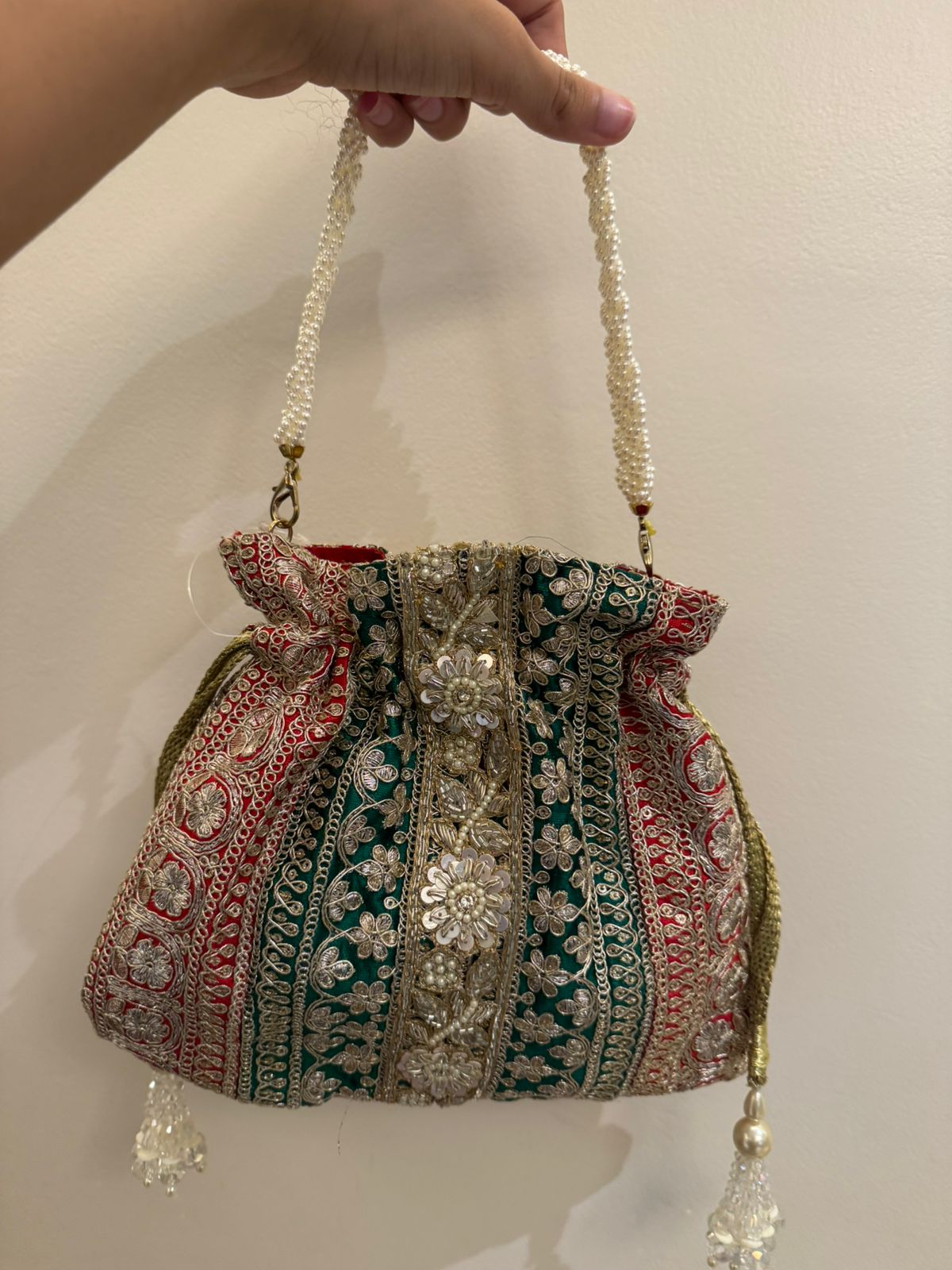 Potli with Traditional colours brocade & zardosi work